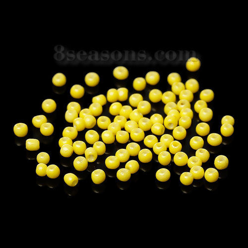 Picture of 10/0 Glass Seed Beads Round Yellow About 2.0mm( 1/8") x 1.5mm, Hole: Approx 0.7mm, 100 Grams (Approx 16660 PCs/Packet)