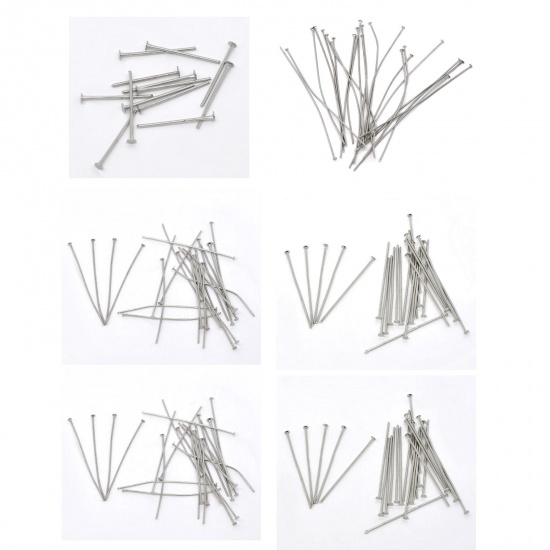 Picture of Alloy Head Pins Silver Tone 18mm( 6/8") long, 0.7mm (21 gauge), 800 PCs