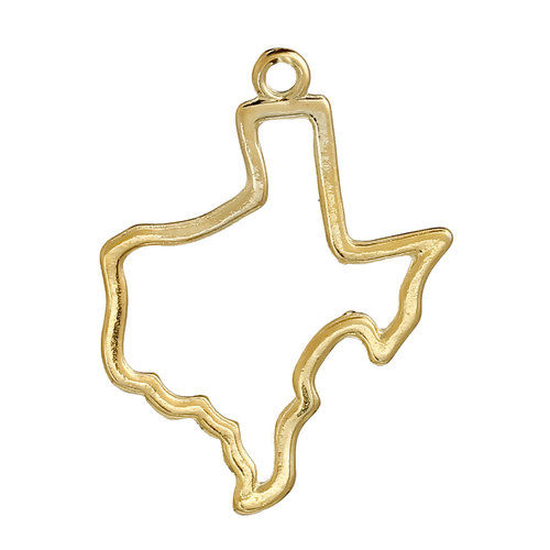 Picture of Zinc Based Alloy Travel Silhouette Map Pendants USA/ America Louisiana State Silver Tone 32mm(1 2/8") x 31mm(1 2/8"), 10 PCs