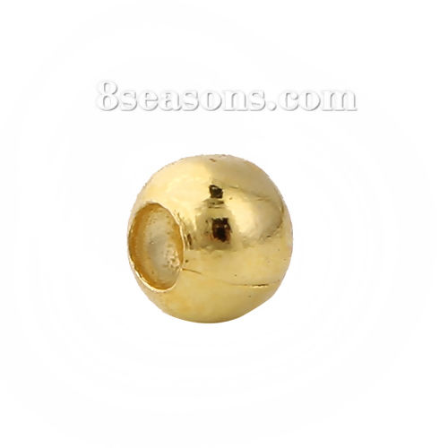 Picture of Copper Spacer Beads Round Gold Plated About 3mm( 1/8") Dia, Hole: Approx 0.7mm, 1000 PCs