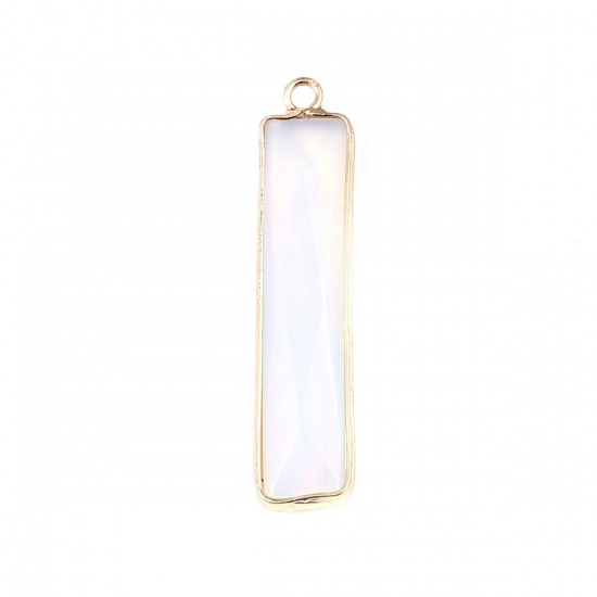 Bild von (Klasse A) Opal ( Natur ) Anhänger Rechteck Vergoldet Weiß 4.6cm x 0.9cm, 1 Stück