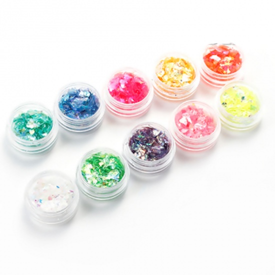 Picture of Resin Jewelry DIY Making Craft Pearl Shell Laminate Paper Glitter Fragments Blue 30mm(1 1/8") Dia., 1 Piece