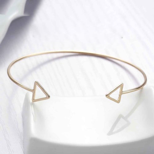 Picture of New Fashion Copper Cuff Bangles Bracelet Gold Plated Triangle 16cm(6 2/8") long, 1 Piece