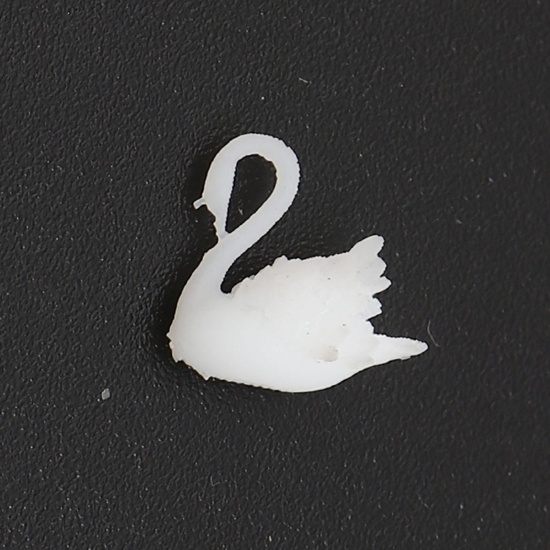 Picture of Plastic Resin Jewelry Craft Filling Material White Swan Animal 13mm x 13mm, 1 Piece