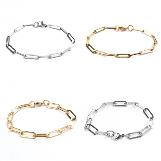 Picture of 304 Stainless Steel Bracelets Gold Plated Oval 18.5cm(7 2/8") long, 1 Piece