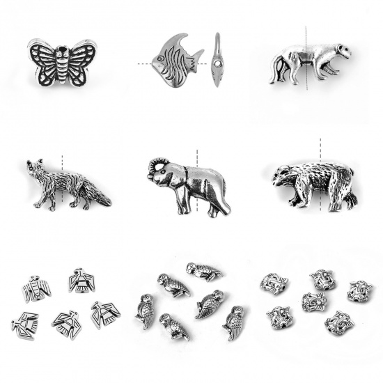 Picture of Zinc Based Alloy Spacer Beads Eagle Antique Silver 12mm x 12mm, Hole: Approx 1.6mm, 50 PCs