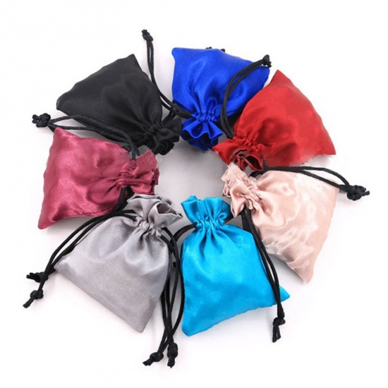 Immagine di Raso Borsa con la Corda Rosso Prugna 10cm x 8cm, 10 Pz