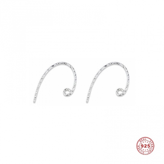 Picture of Sterling Silver Ear Wire Hooks Earring Findings Findings C Shape Rose Gold 21mm x 14mm, Post/ Wire Size: (20 gauge), 1 Pair