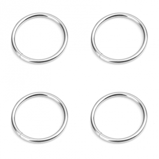 Picture of 2mm 304 Stainless Steel Open Jump Rings Findings Circle Ring Silver Tone 14mm Dia., 50 PCs