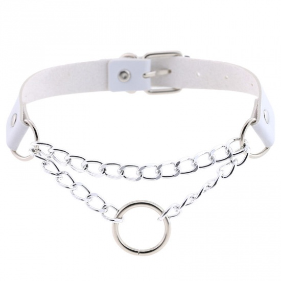 Picture of Choker Necklace Light Blue Circle Ring 41cm(16 1/8") long, 1 Piece