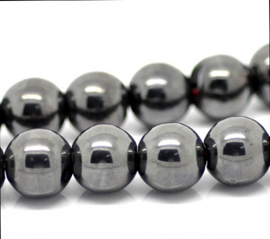 Immagine di Ematite Perline Tondo Nero Circa 10mm Dia, Foro: Circa 1.0mm, lunghezza:40.0cm 1 Filo （Circa 40Pezzi/Treccia)