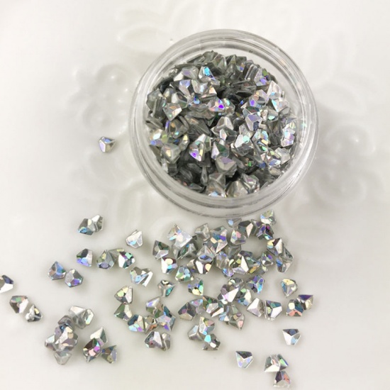Picture of PVC Resin Jewelry Tools DIY Making Craft Diamond Shape White AB Color 30mm(1 1/8") Dia., 5 PCs