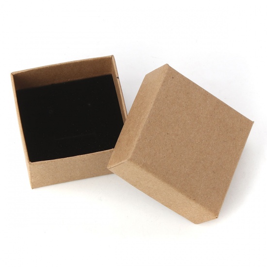 Picture of Kraft Paper & Sponge Jewelry Gift Boxes Square Brown 63mm(2 4/8") x 63mm(2 4/8") , 10 PCs