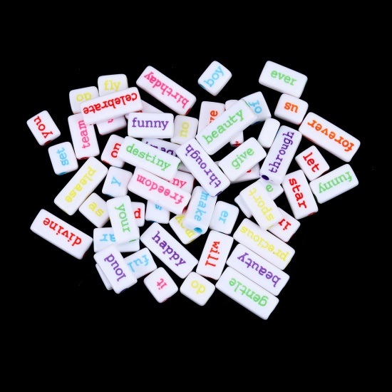 Picture of Acrylic Beads Rectangle At Random About 24mm x 10mm - 12mm x 10mm, Hole: Approx 3.1mm, 50 Grams