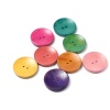 Picture of Wood Sewing Button Scrapbooking Round At Random 2 Holes 3cm(1 1/8") Dia, 50 PCs