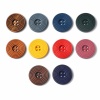 ウッド ボタン 円形 コーヒー色 4つ穴 渦巻き状柄 25mm 直径、 50 個 の画像