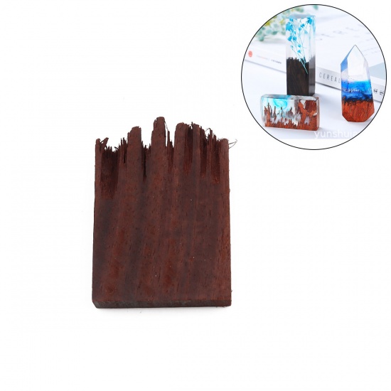 Picture of Sandalwood Resin Jewelry Craft Filling Material Brown Red Irregular 43mm x 11mm, 1 Piece