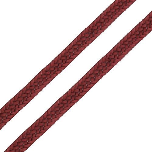 Picture of PU Leather Jewelry Braided Cord Wine Red 10mm( 3/8"), 3 Yards