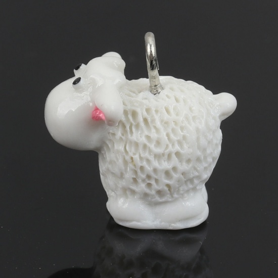 Picture of Resin Charms Milk Cow Animal Creamy-White 20mm x 9mm, 10 PCs