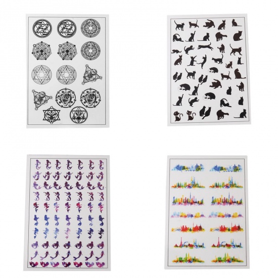 Picture of Resin & PVC DIY Scrapbook Deco Stickers Rectangle Multicolor Heart 15cm(5 7/8") x 10.5cm(4 1/8"), 2 Sheets
