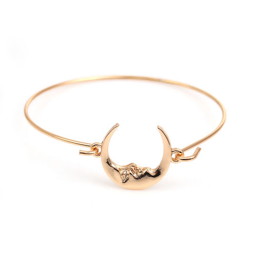 Picture of Bangles Bracelets Gold Plated Half Moon Can Open 19.5cm(7 5/8"), 1 Piece
