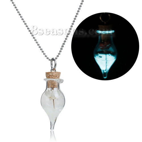 Immagine di Vetro Baglie nel buio Collana Cuore Fiore Tono Argento Colore Viola Trasparente 42.5cm, 1 Pz