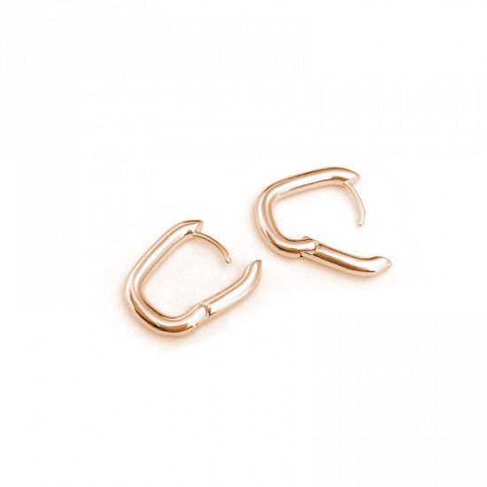 Picture of Copper & Sterling Silver Hoop Earrings Silver Tone U-shaped 20mm x 15mm, 1 Pair