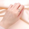 Bild von Offen Verstellbar Ring Vergoldet & Silberfarbe Sonnenblume Message " YOU ARE MY Sunshine " Transparent Strass 18.9mm（US Größe:9), 1 Stück