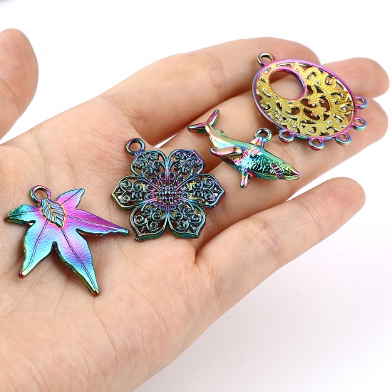 Picture of Zinc Based Alloy Religious Charms Angel Purple Wing AB Color 26mm x 22mm, 1 Packet ( 6 PCs/Packet)