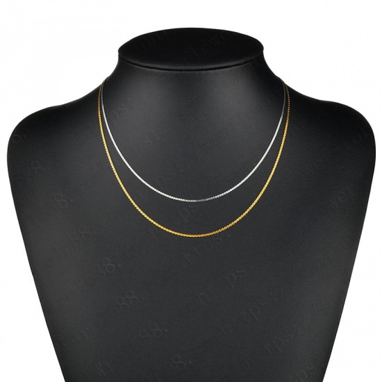 Picture of Stainless Steel Necklace S-shape Gold Plated 45cm(17 6/8") long, Chain Size: 1.5mm, 1 Piece