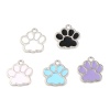 Picture of Zinc Based Alloy Charms Paw Claw Silver Tone Light Pink Enamel 17mm x 16mm, 20 PCs