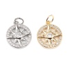 Immagine di Rame Galassia Charms 18K Platino Placcato Tondo Stella Micro Spianare Trasparente Strass 19mm x 13mm, 2 Pz