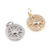 Immagine di Rame Galassia Charms 18K Platino Placcato Tondo Stella Micro Spianare Trasparente Strass 19mm x 13mm, 2 Pz