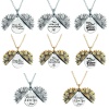 Picture of Stainless Steel Positive Quotes Energy Link Chain Findings Necklace Gold Tone Antique Gold Round Sunflower Message " Remember Love you Mom " Can Open 45cm(17 6/8") long, 1 Piece