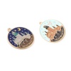 Picture of Zinc Based Alloy Fairy Tale Collection Charms Round Gold Plated Mint Green Castle Enamel 28mm x 25mm, 5 PCs