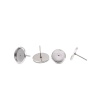 Bild von Edelstahl Ohrring Ohrstecker Rund Silberfarbe Cabochon Fassung (für 6mm) 8mm D., Drahtstärke: (21 gauge), 20 Stück