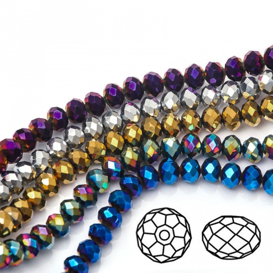 16 3/8" long,1 Strands Glass Loose Beads Flat Round Black Faceted 6mm Dia,41.5cm 