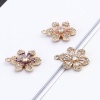Picture of Copper & Glass Micro Pave Charms Gold Plated Purple Flower Clear Rhinestone 18mm x 13mm, 2 PCs