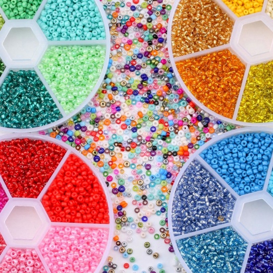 Picture of Glass Seed Beads Mixed Color About 2mm Dia., Hole: Approx 1mm, 1 Box ( 10000 PCs/Box)