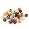 Picture of Wood Spacer Beads Round Leopard Print About 10mm Dia., Hole: Approx 2.8mm, 20 PCs