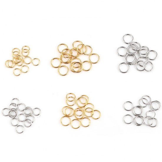 Picture of 0.8mm Copper Open Jump Rings Findings Circle Ring Real Platinum Plated 7mm Dia., 50 PCs
