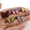 Bild von Zinklegierung Insekt Charms Schmetterling Vergoldet Schwarz & Gelb Emaille 22mm x 15mm, 10 Stück
