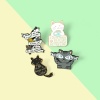 Picture of Pin Brooches Cat Animal White Enamel 30mm x 23mm, 1 Piece