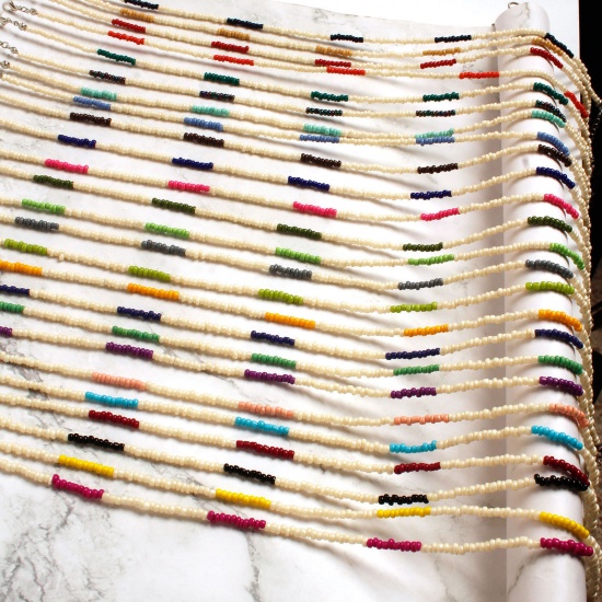 Picture of Glass Boho Chic Bohemia Choker Necklace Multicolor 35cm(13 6/8") long, 1 Piece
