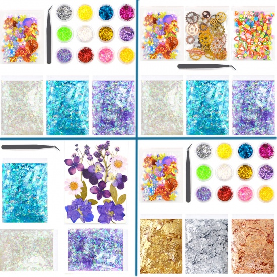Picture of Mixed Resin Jewelry Craft Filling Material Sequins Dried Flower 9cm x 6cm, 1 Set ( 5 PCs/Set)