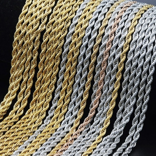 Picture of Stainless Steel Braided Rope Chain Necklace Gunmetal 61cm(24") long, 1 Piece