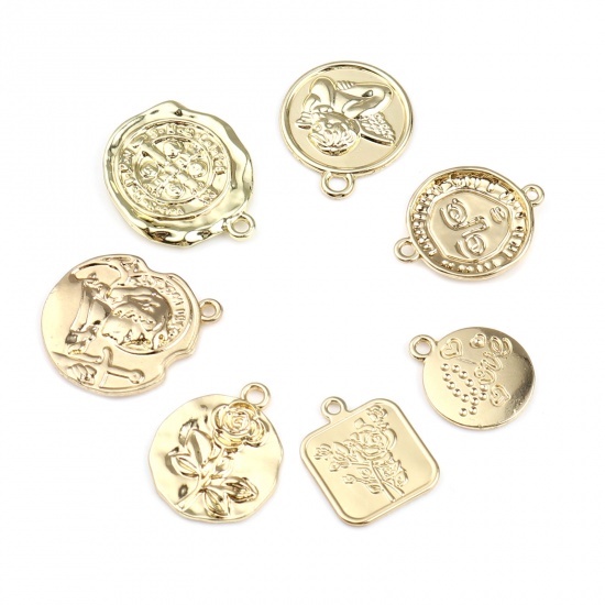 Picture of Zinc Based Alloy Charms Irregular Gold Plated Cross 25mm x 21mm, 10 PCs