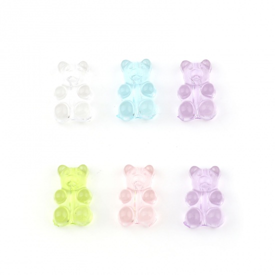 Picture of Acrylic Beads Bear Animal Multicolor About 17mm x 11mm, Hole: Approx 1.7mm, 100 PCs