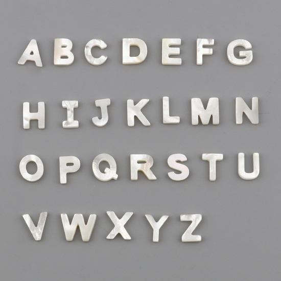 8seasons. Shell Loose Beads Capital Alphabet/ Letter Creamy-White Hole ...