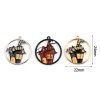 Picture of Zinc Based Alloy Halloween Charms Round Silver Tone Black & Orange Castle Enamel 24mm x 22mm, 5 PCs